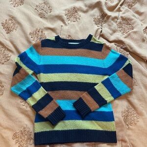 Ruum Striped Crewneck Sweater in Blue, Brown, Green
